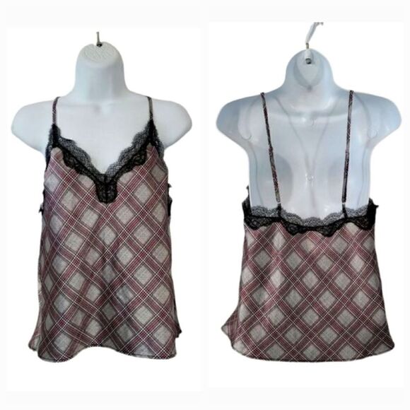 Victoria's Secret Pink and Black Houndstooth Tweed Satin Lace Cami Size Small - Picture 10 of 10